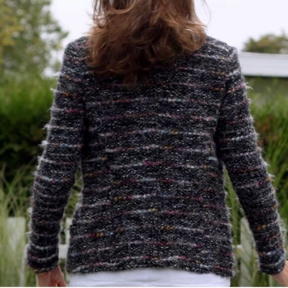 Isabel Marant Monty Wool Alpaca Black Varsity Jacket  Striped Tweed Size M - Picture 7 of 17